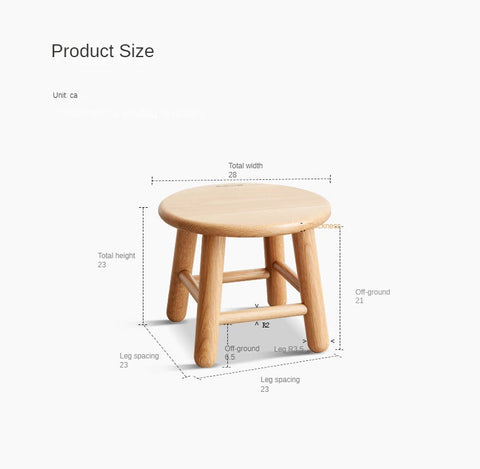 Oak & Beech Solid Wood Small Stool Nordic Round Design Natural Colors for Kids & Home