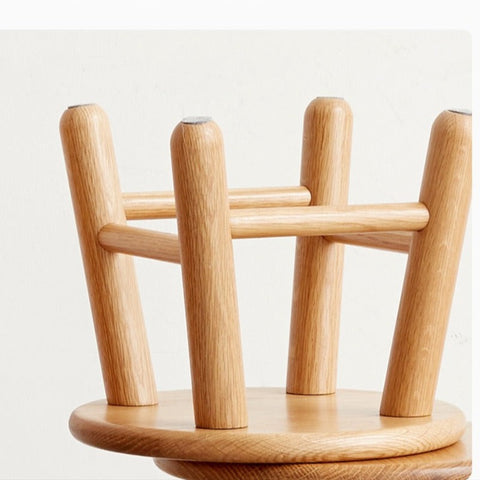 Oak & Beech Solid Wood Small Stool Nordic Round Design Natural Colors for Kids & Home