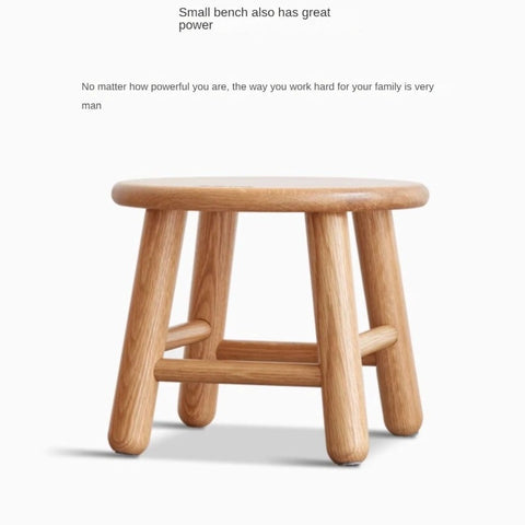 Oak & Beech Solid Wood Small Stool Nordic Round Design Natural Colors for Kids & Home
