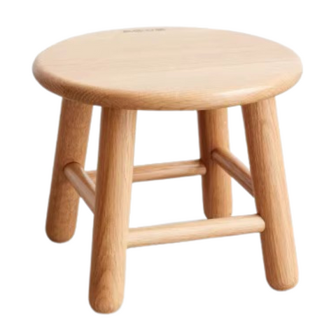 Oak & Beech Solid Wood Small Stool Nordic Round Design Natural Colors for Kids & Home