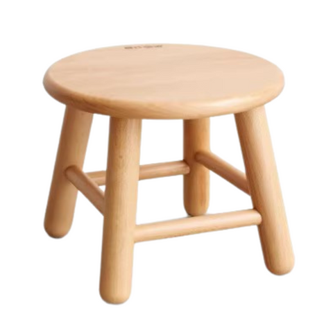 Oak & Beech Solid Wood Small Stool Nordic Round Design Natural Colors for Kids & Home