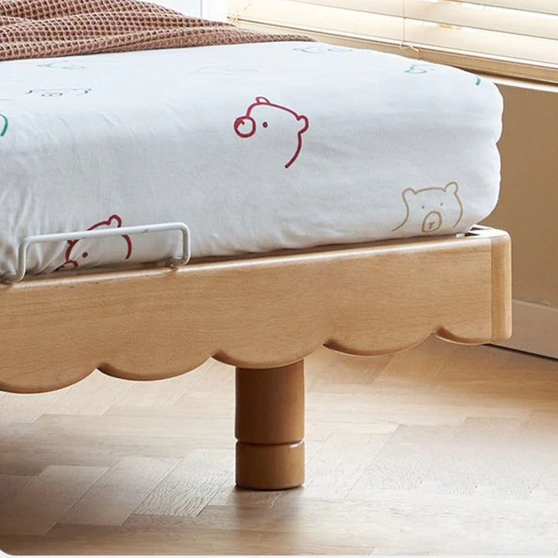 Beech Solid Wood Soft Children's Single Platform Bed, Headboard-Free Bed