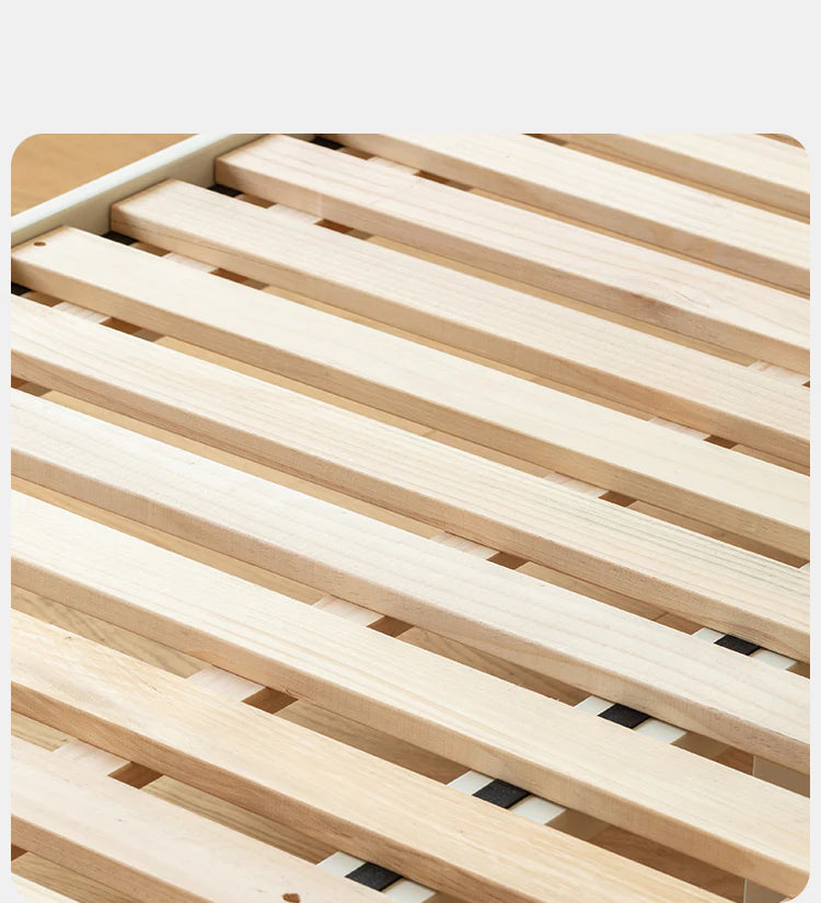 Beech Solid Wood Soft Children's Single Platform Bed, Headboard-Free Bed