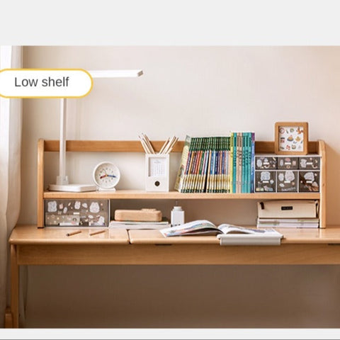 European Beech Solid Wood Adjustable Kids Study Desk Natural Finish Liftable Writing Table