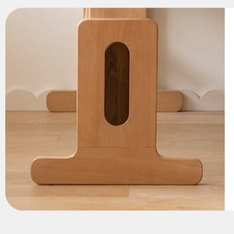 European Beech Solid Wood Adjustable Kids Study Desk Natural Finish Liftable Writing Table