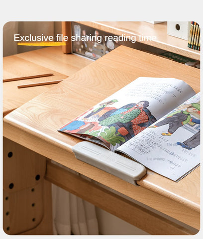 European Beech Solid Wood Adjustable Kids Study Desk Natural Finish Liftable Writing Table