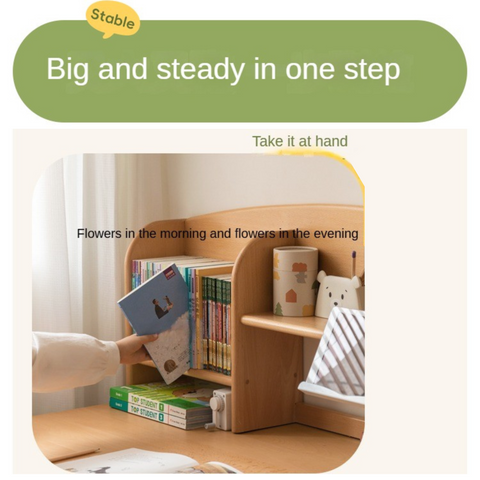 Beech Solid Wood Adjustable Height Kids Desk Natural Finish Study Table with Storage
