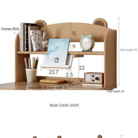 Beech Solid Wood Adjustable Height Kids Desk Natural Finish Study Table with Storage