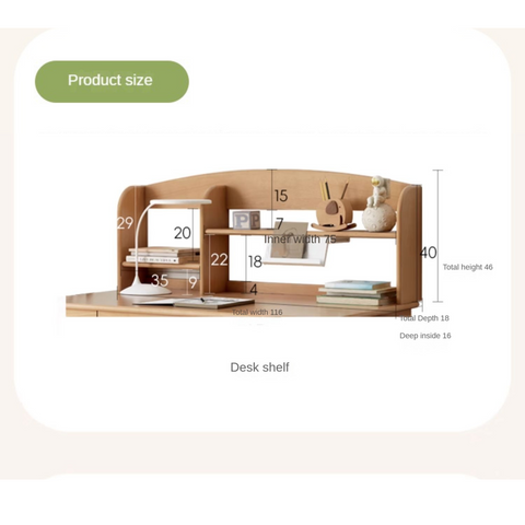 Beech Solid Wood Adjustable Height Kids Desk Natural Finish Study Table with Storage