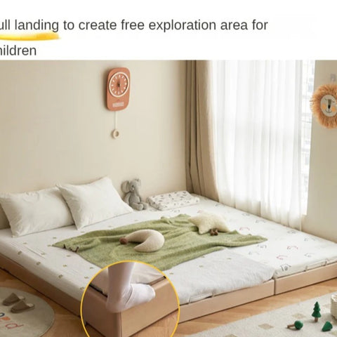 Birch Solid Wood Mother-and-child platform bed, headboard-free bed