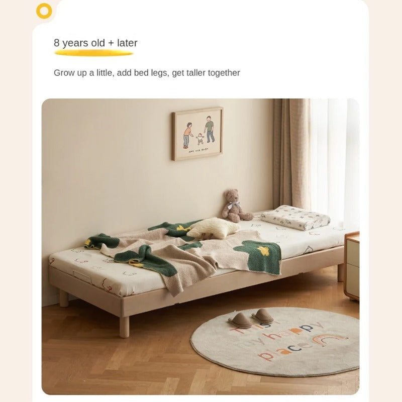 Birch Solid Wood Mother-and-child platform bed, headboard-free bed