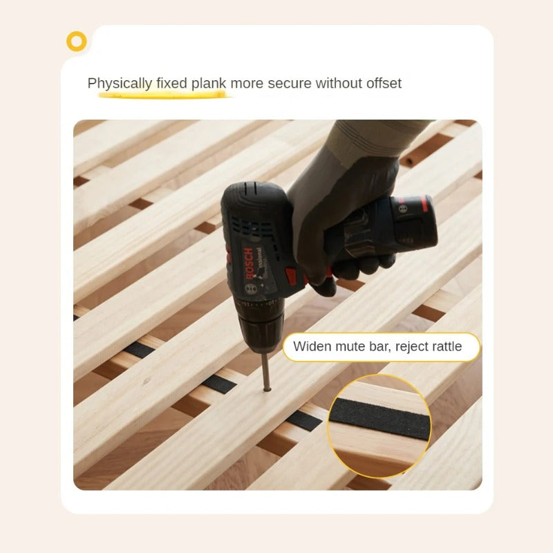 Birch Solid Wood Mother-and-child platform bed, headboard-free bed