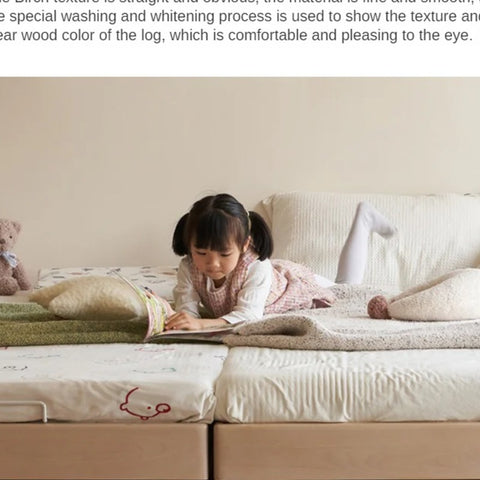 Birch Solid Wood Mother-and-child platform bed, headboard-free bed