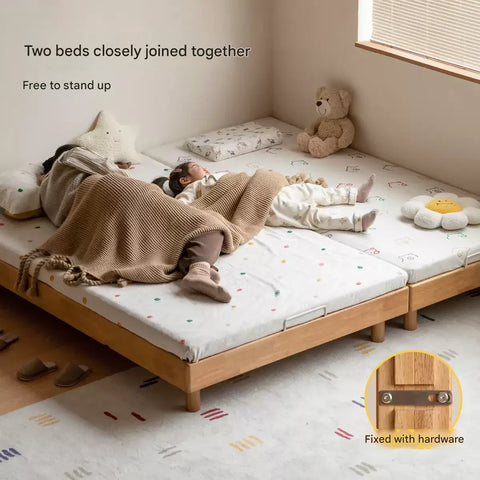 Birch Solid Wood Mother-and-child platform bed, headboard-free bed