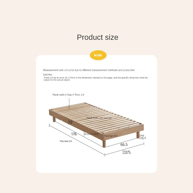 Birch Solid Wood Mother-and-child platform bed, headboard-free bed