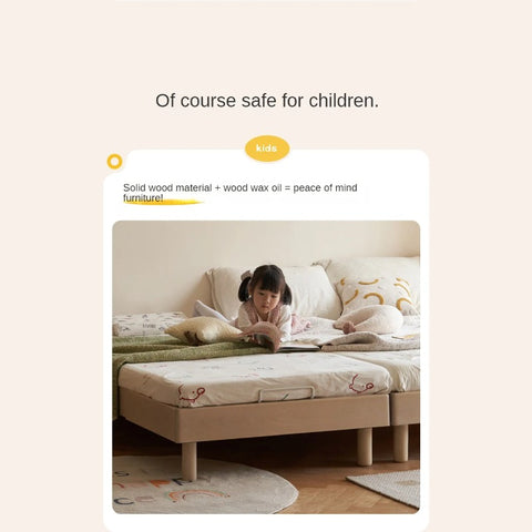 Birch Solid Wood Mother-and-child platform bed, headboard-free bed