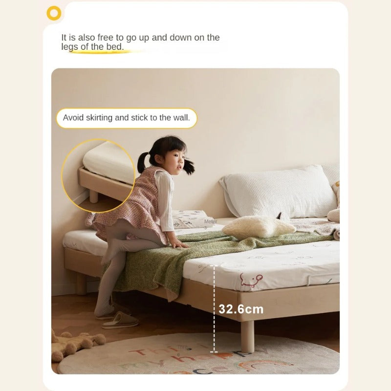 Birch Solid Wood Mother-and-child platform bed, headboard-free bed