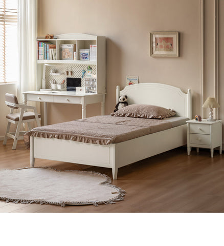 Cream Solid Rubber Wood Kids Study Desk with Storage & Retro Style for Children's Room