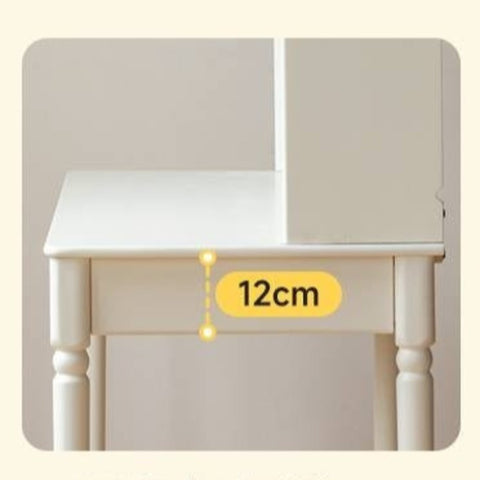 Cream Solid Rubber Wood Kids Study Desk with Storage & Retro Style for Children's Room