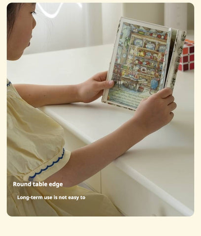 Cream Solid Rubber Wood Kids Study Desk with Storage & Retro Style for Children's Room