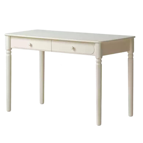 Cream Solid Rubber Wood Kids Study Desk with Storage & Retro Style for Children's Room